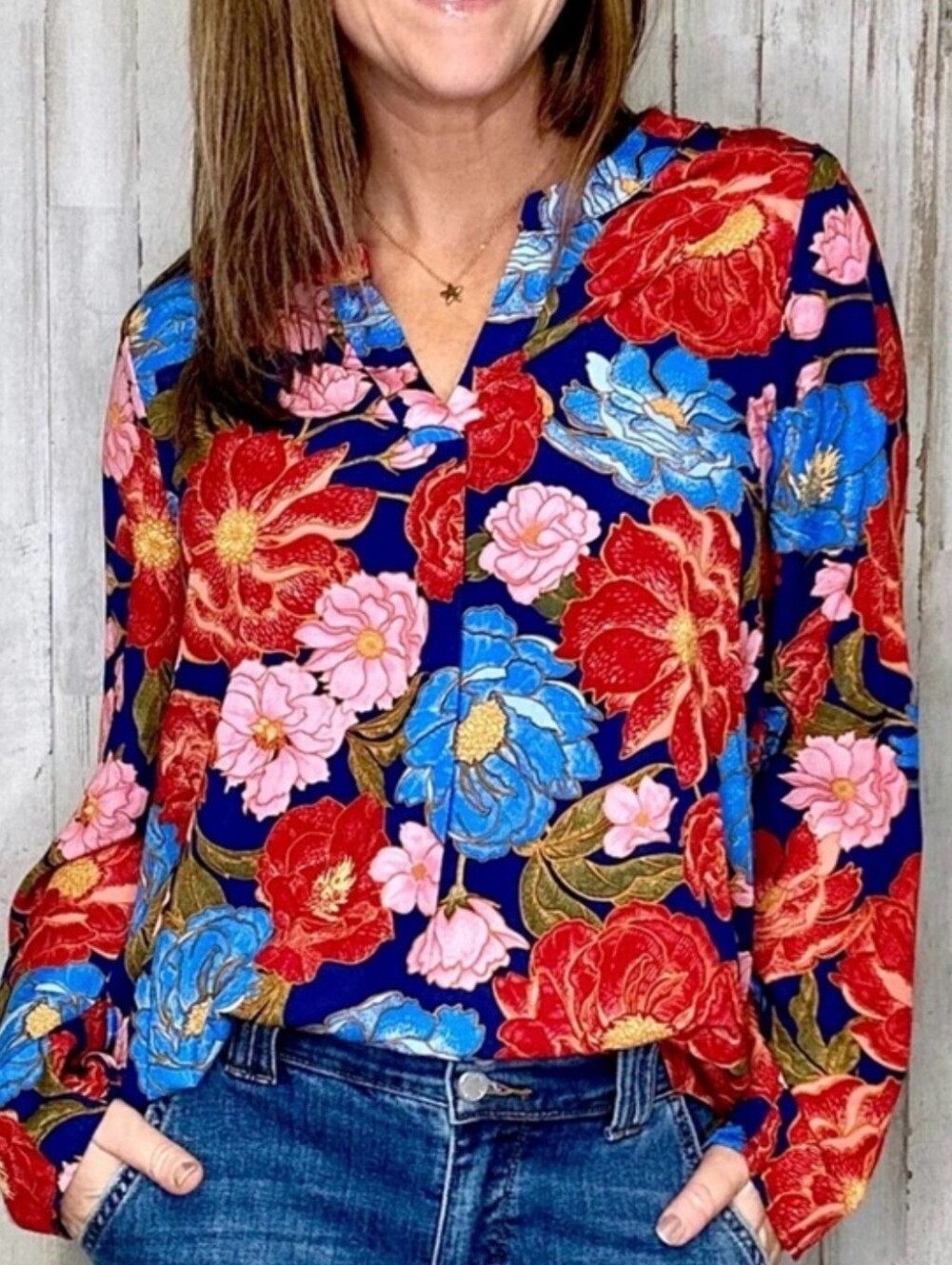 Emily Wonder Angela Floral Top, NWT
